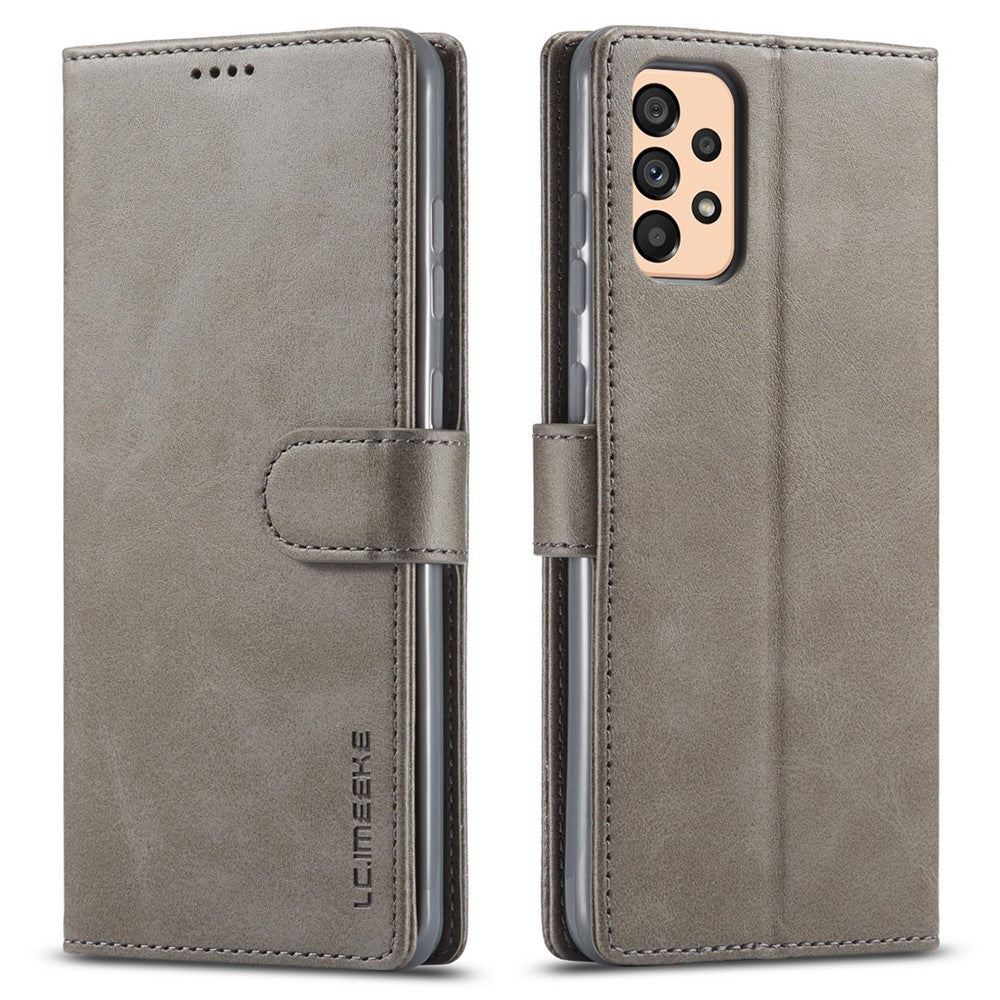 LC.IMEEKE Textured Leather Wallet Case for Samsung Galaxy A33 5G, Stand Function Magnetic Closure Shockproof Flip Folio Cover