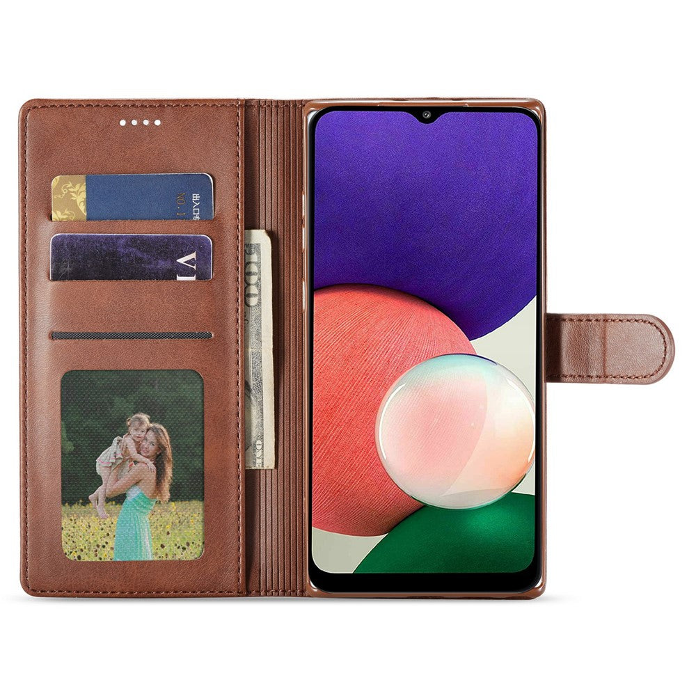 LC.IMEEKE Flipfodral för Samsung Galaxy A13 4G / A04 4G (164,4 x 76,3 x 9,1 mm), Texturerat PU-läder, stativ, stötsäkert TPU-innerskal