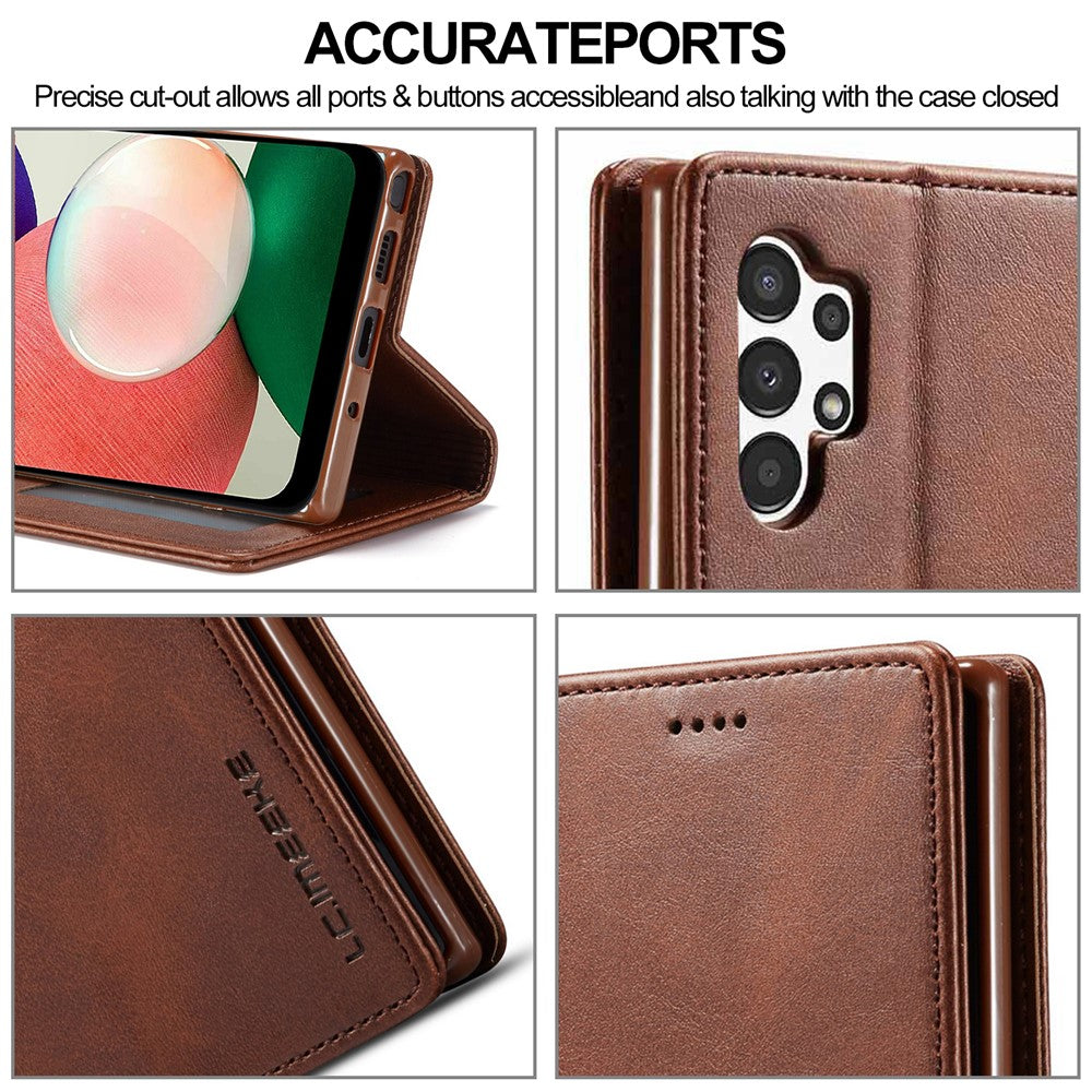 LC.IMEEKE Flipfodral för Samsung Galaxy A13 4G / A04 4G (164,4 x 76,3 x 9,1 mm), Texturerat PU-läder, stativ, stötsäkert TPU-innerskal