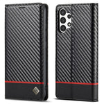 LC.IMEEKE Flip-plånboksfodral till Samsung Galaxy A13 4G / A04 4G (164,4 x 76,3 x 9,1 mm), PU-läder, kolfiberstruktur, stativ, magnetiskt, självabsorberande folio-skyddande mobilskal