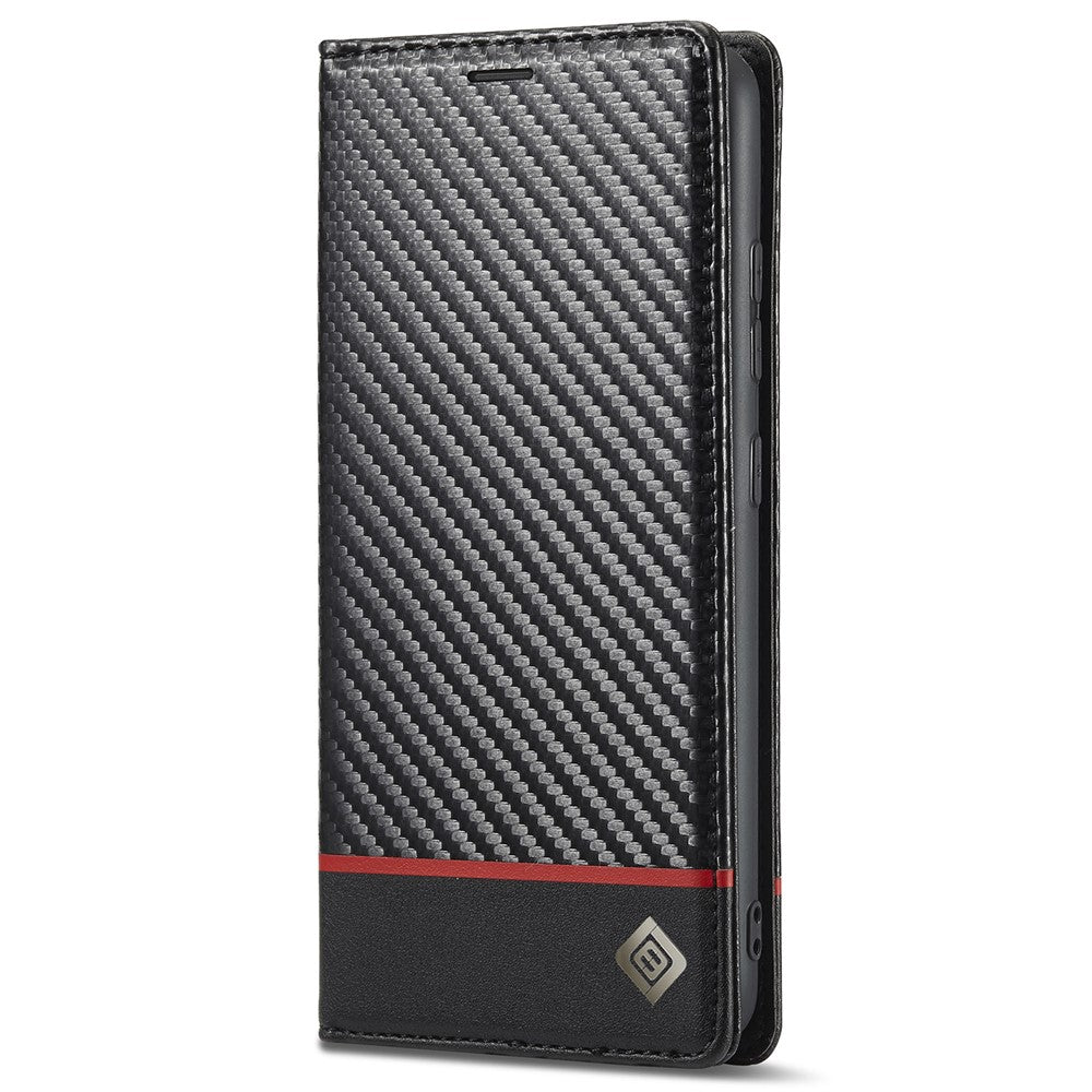 LC.IMEEKE Flip-plånboksfodral till Samsung Galaxy A13 4G / A04 4G (164,4 x 76,3 x 9,1 mm), PU-läder, kolfiberstruktur, stativ, magnetiskt, självabsorberande folio-skyddande mobilskal