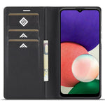 LC.IMEEKE Flip-plånboksfodral till Samsung Galaxy A13 4G / A04 4G (164,4 x 76,3 x 9,1 mm), PU-läder, kolfiberstruktur, stativ, magnetiskt, självabsorberande folio-skyddande mobilskal