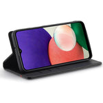 LC.IMEEKE Flip-plånboksfodral till Samsung Galaxy A13 4G / A04 4G (164,4 x 76,3 x 9,1 mm), PU-läder, kolfiberstruktur, stativ, magnetiskt, självabsorberande folio-skyddande mobilskal