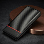 LC.IMEEKE Flip-plånboksfodral till Samsung Galaxy A13 4G / A04 4G (164,4 x 76,3 x 9,1 mm), PU-läder, kolfiberstruktur, stativ, magnetiskt, självabsorberande folio-skyddande mobilskal