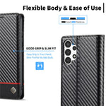 LC.IMEEKE Flip-plånboksfodral till Samsung Galaxy A13 4G / A04 4G (164,4 x 76,3 x 9,1 mm), PU-läder, kolfiberstruktur, stativ, magnetiskt, självabsorberande folio-skyddande mobilskal