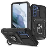 Samsung Galaxy S22 5G Skal Ringstativ Reptåligt Hårt PC + TPU Stötfångare Stötsäkert Skyddsfodral med Glidande Kameralinsskydd