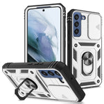 Samsung Galaxy S22 5G Skal Ringstativ Reptåligt Hårt PC + TPU Stötfångare Stötsäkert Skyddsfodral med Glidande Kameralinsskydd