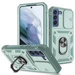 Samsung Galaxy S22 5G Skal Ringstativ Reptåligt Hårt PC + TPU Stötfångare Stötsäkert Skyddsfodral med Glidande Kameralinsskydd