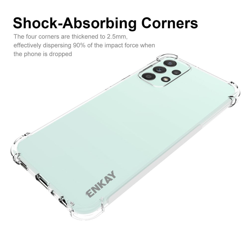 ENKAY HAT PRINCE til Samsung Galaxy A23 4G / 5G (global version), transparent skridsikkert mobilcover i blød TPU med fire forstærkede hjørner og beskyttende etui