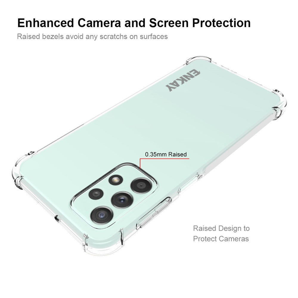 ENKAY HAT PRINCE til Samsung Galaxy A23 4G / 5G (global version), transparent skridsikkert mobilcover i blød TPU med fire forstærkede hjørner og beskyttende etui