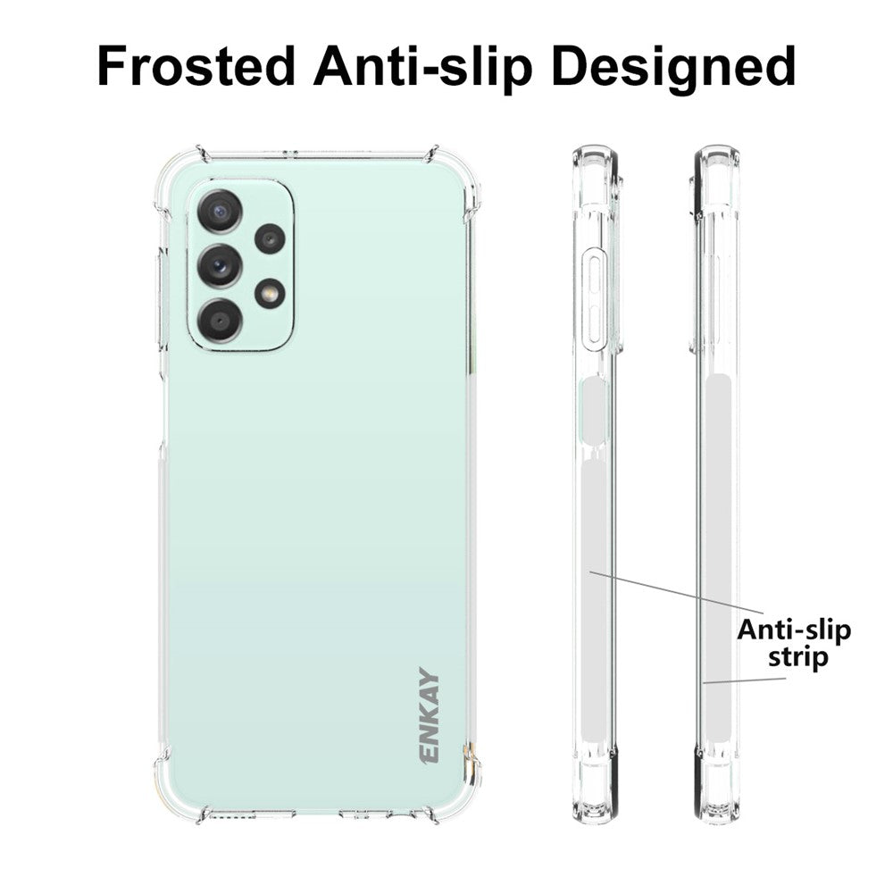 ENKAY HAT PRINCE til Samsung Galaxy A23 4G / 5G (global version), transparent skridsikkert mobilcover i blød TPU med fire forstærkede hjørner og beskyttende etui