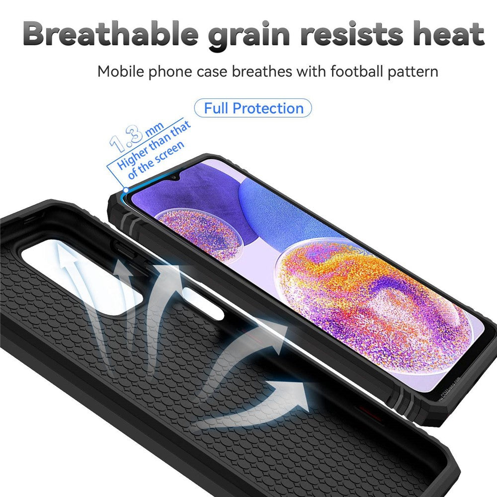 For Samsung Galaxy A23 4G / 5G (Global Version) PC + TPU Dual Layer Armor Case Slide Lens Protection Scratch-Resistant Cover with Built-in Rotate Magnetic Kickstand