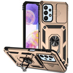 For Samsung Galaxy A23 4G / 5G (Global Version) PC + TPU Dual Layer Armor Case Slide Lens Protection Scratch-Resistant Cover with Built-in Rotate Magnetic Kickstand