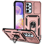 For Samsung Galaxy A23 4G / 5G (Global Version) PC + TPU Dual Layer Armor Case Slide Lens Protection Scratch-Resistant Cover with Built-in Rotate Magnetic Kickstand