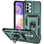 For Samsung Galaxy A23 4G / 5G (Global Version) PC + TPU Dual Layer Armor Case Slide Lens Protection Scratch-Resistant Cover with Built-in Rotate Magnetic Kickstand