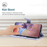 For Samsung Galaxy S21+ 5G Magnetic Butterfly Flower Pattern Imprinted Leather Flip Wallet Case Folio Stand View Skin-touch Feeling Shell with Wrist Strap