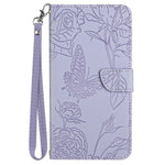 For Samsung Galaxy S21+ 5G Magnetic Butterfly Flower Pattern Imprinted Leather Flip Wallet Case Folio Stand View Skin-touch Feeling Shell with Wrist Strap