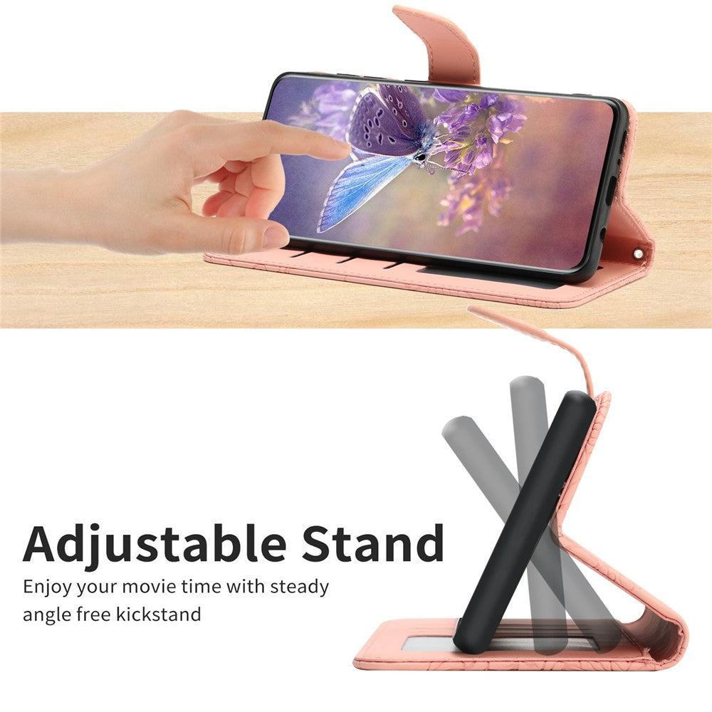For Samsung Galaxy S21 4G/5G PU Leather Book Wallet Case Full Body Butterfly Flower Pattern Imprinted Skin-touch Feeling Stand Function Cover with Strap