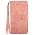 For Samsung Galaxy S21 4G/5G PU Leather Book Wallet Case Full Body Butterfly Flower Pattern Imprinted Skin-touch Feeling Stand Function Cover with Strap
