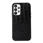 For Samsung Galaxy A73 5G Phone Case Crocodile Texture Shockproof Cover Genuine Cowhide Leather Coated PC + TPU Cover