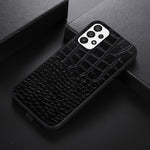 For Samsung Galaxy A73 5G Phone Case Crocodile Texture Shockproof Cover Genuine Cowhide Leather Coated PC + TPU Cover