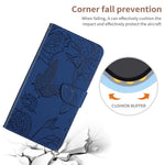 Butterfly Flower Imprinted Phone Cover for Samsung Galaxy A53 5G, Wallet Function Skin-touch PU Leather Stand Shell with Hand Strap