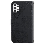 For Samsung Galaxy A13 4G Imprinted Butterfly Flower Wallet Case Skin-touch PU Leather Stand Hand Strap Shockproof Protective Cover