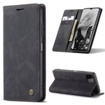 CASEME 013-serien dammtät mobilskal för Samsung Galaxy A22 5G (EU-version), självabsorberande PU-läder + TPU plånbok vikbart stativ mobilmobilskal