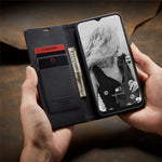 CASEME 013-serien dammtät mobilskal för Samsung Galaxy A22 5G (EU-version), självabsorberande PU-läder + TPU plånbok vikbart stativ mobilmobilskal