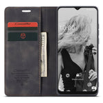CASEME 013-serien dammtät mobilskal för Samsung Galaxy A22 5G (EU-version), självabsorberande PU-läder + TPU plånbok vikbart stativ mobilmobilskal
