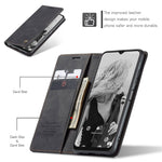 CASEME 013-serien dammtät mobilskal för Samsung Galaxy A22 5G (EU-version), självabsorberande PU-läder + TPU plånbok vikbart stativ mobilmobilskal