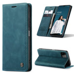 CASEME 013-serien dammtät mobilskal för Samsung Galaxy A22 5G (EU-version), självabsorberande PU-läder + TPU plånbok vikbart stativ mobilmobilskal