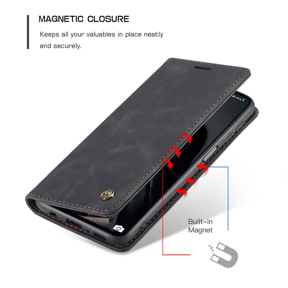 CASEME 013 Series Magnetic Smartphone Cover for Samsung Galaxy M51, PU Leather Wallet Foldable Stand Phone Case