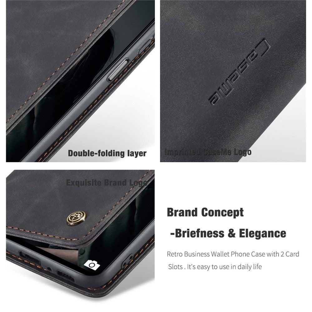 CASEME 013 Series Magnetic Smartphone Cover for Samsung Galaxy M51, PU Leather Wallet Foldable Stand Phone Case