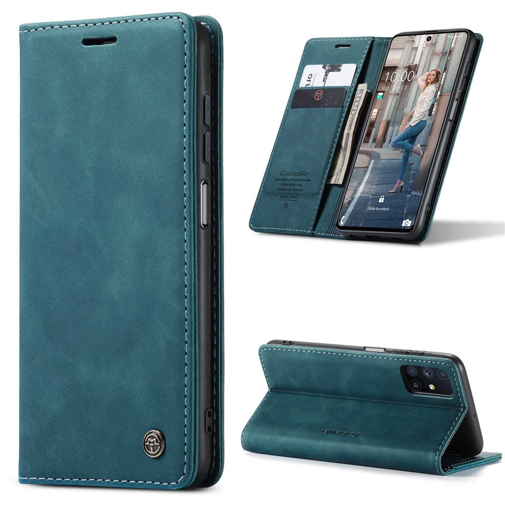 CASEME 013 Series Magnetic Smartphone Cover for Samsung Galaxy M51, PU Leather Wallet Foldable Stand Phone Case