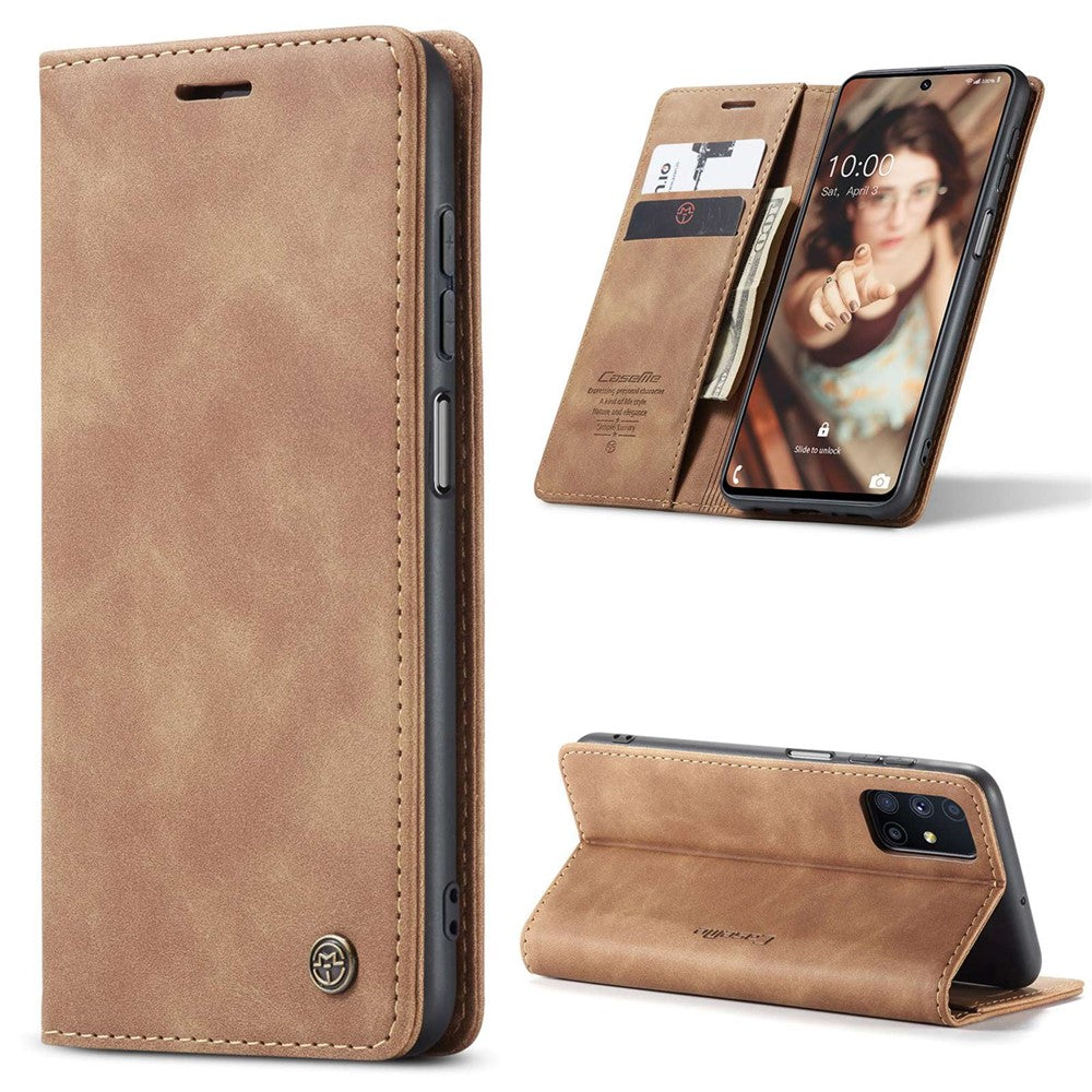 CASEME 013 Series Magnetic Smartphone Cover for Samsung Galaxy M51, PU Leather Wallet Foldable Stand Phone Case