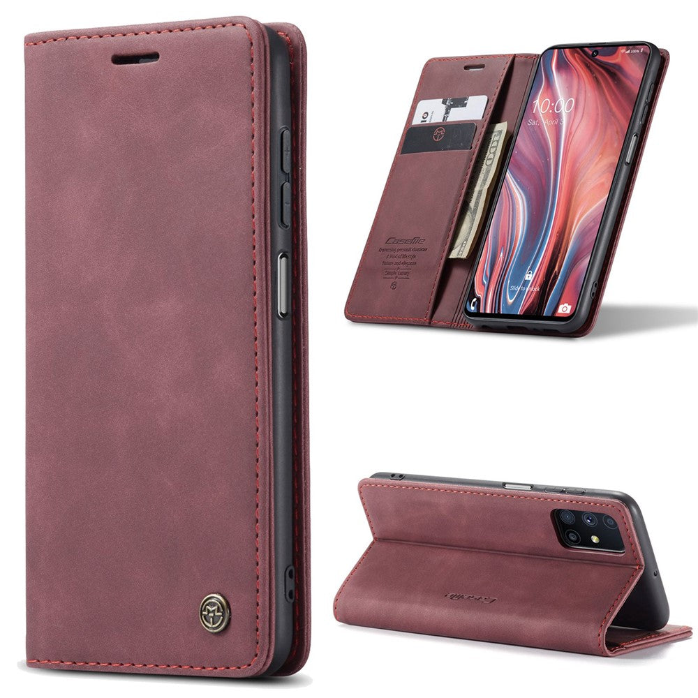 CASEME 013 Series Magnetic Smartphone Cover for Samsung Galaxy M51, PU Leather Wallet Foldable Stand Phone Case