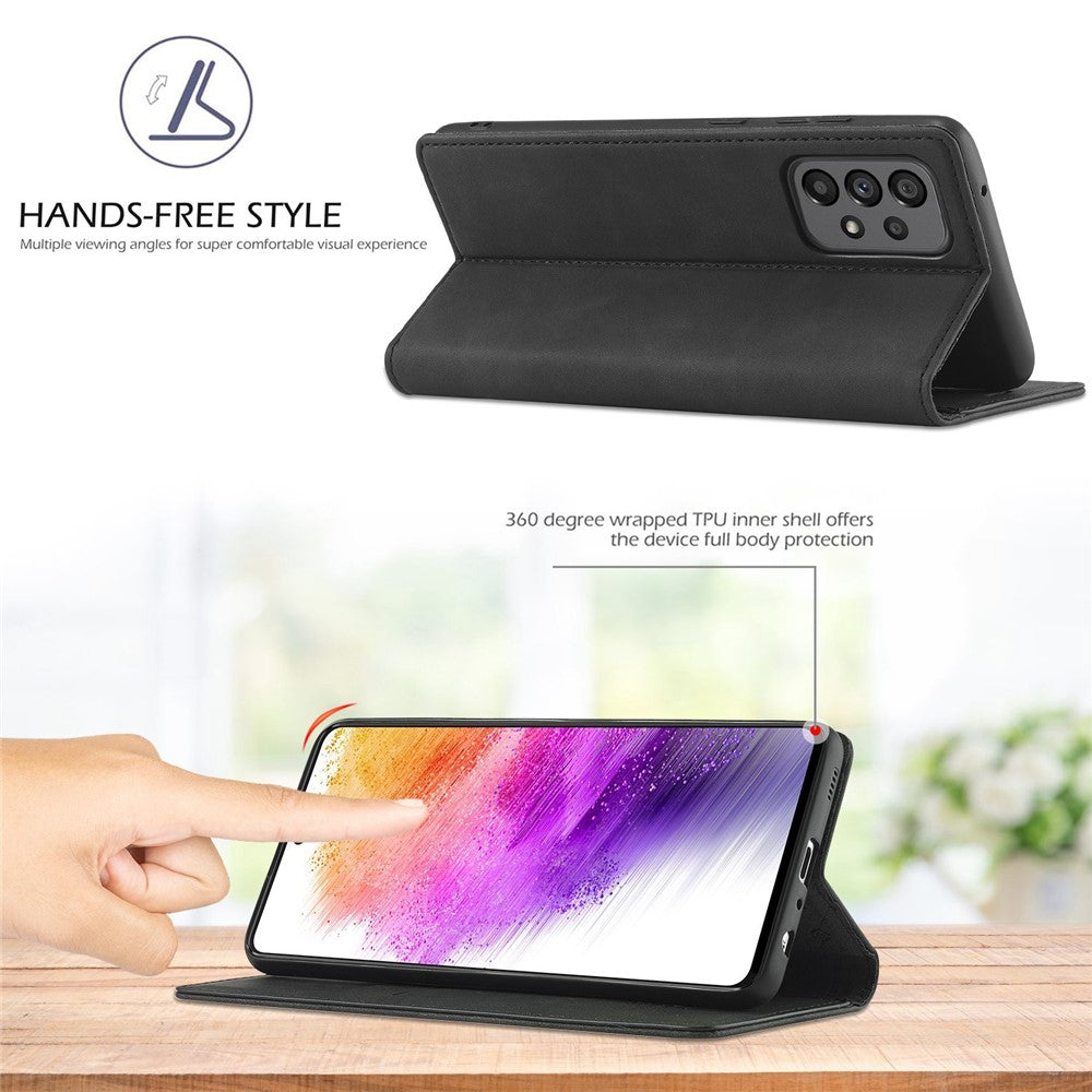 LC.IMEEKE Plånboksfodral till Samsung Galaxy A73 5G, Reptåligt, Välskyddat Stativ i PU-läder, Starkt Magnetiskt Sugkraftsfodral för mobil