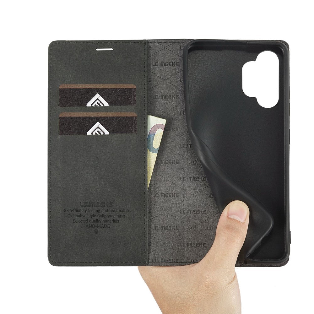 LC.IMEEKE Starkt magnetiskt sugsäcksskal för Samsung Galaxy A13 4G / A04 4G (164,4 x 76,3 x 9,1 mm), Välskyddat fallskyddande PU-läderfodral för mobil