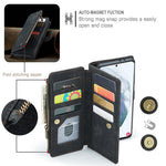 For Samsung Galaxy S21+ 5G Phone Cases with Strap CASEME C30 Zipper Multiple Card Holder PU Leather Cover