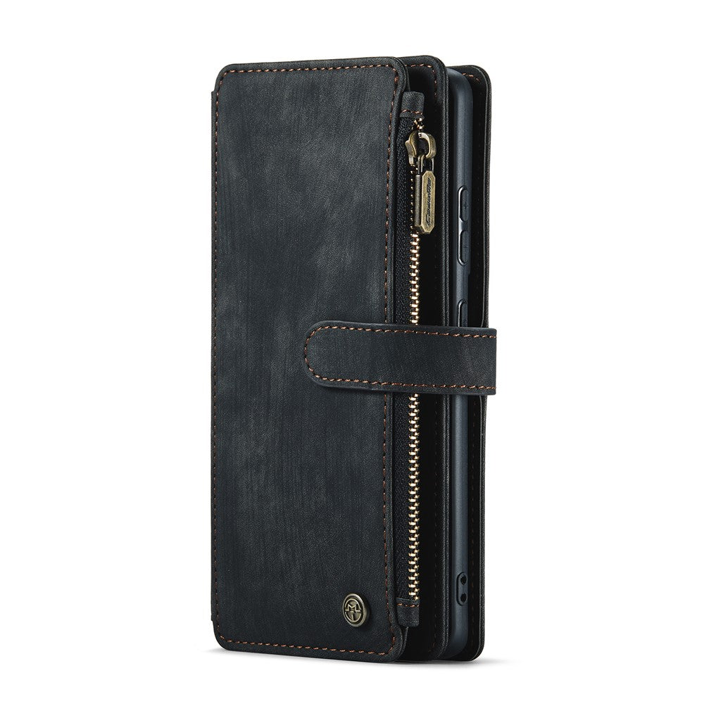 For Samsung Galaxy S21+ 5G Phone Cases with Strap CASEME C30 Zipper Multiple Card Holder PU Leather Cover