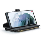 For Samsung Galaxy S21+ 5G Phone Cases with Strap CASEME C30 Zipper Multiple Card Holder PU Leather Cover