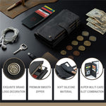 For Samsung Galaxy S21+ 5G Phone Cases with Strap CASEME C30 Zipper Multiple Card Holder PU Leather Cover