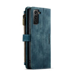For Samsung Galaxy S21 FE 5G Phone Cases with Strap CASEME C30 Zipper Multiple Card Holder PU Leather Cover