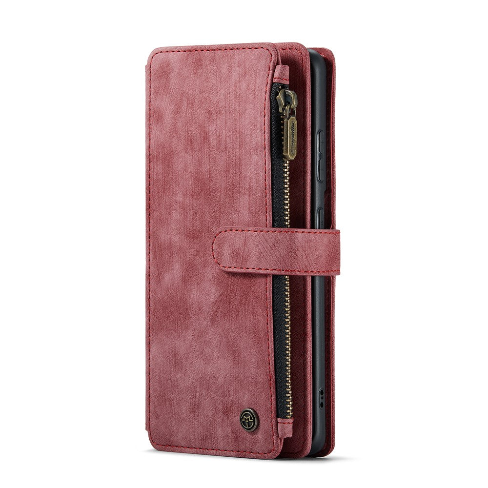 For Samsung Galaxy S22+ 5G Phone Cases with Strap CASEME C30 Zipper Multiple Card Holder PU Leather Cover