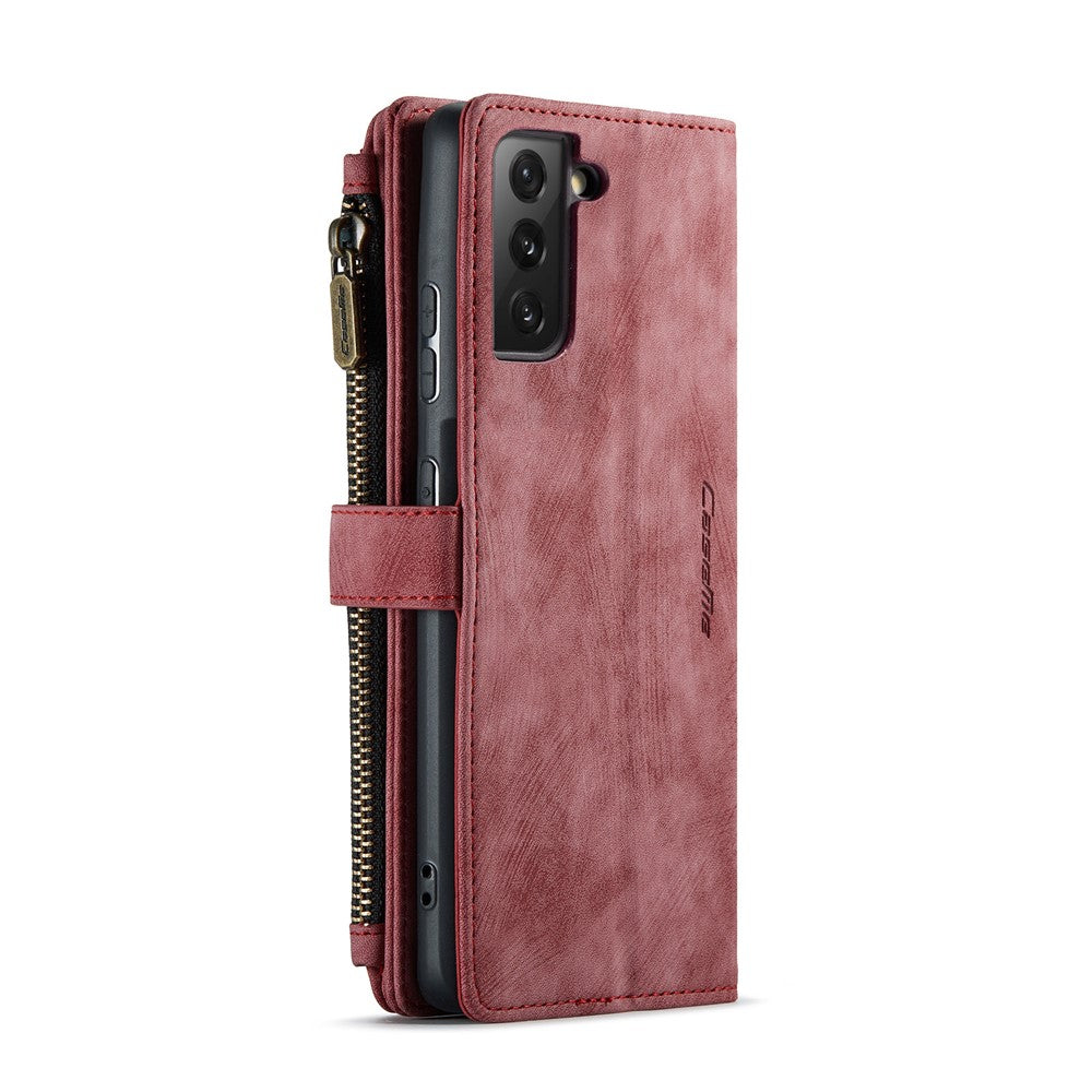 For Samsung Galaxy S22+ 5G Phone Cases with Strap CASEME C30 Zipper Multiple Card Holder PU Leather Cover