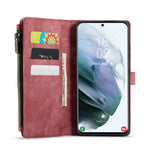 For Samsung Galaxy S22+ 5G Phone Cases with Strap CASEME C30 Zipper Multiple Card Holder PU Leather Cover