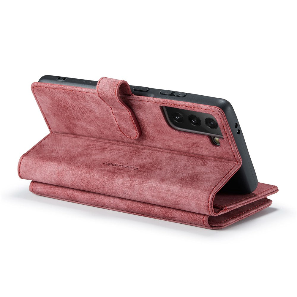 For Samsung Galaxy S22+ 5G Phone Cases with Strap CASEME C30 Zipper Multiple Card Holder PU Leather Cover
