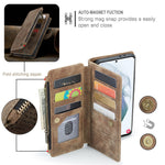 For Samsung Galaxy S22 5G Phone Cases with Strap CASEME C30 Zipper Multiple Card Holder PU Leather Cover