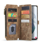 For Samsung Galaxy S22 5G Phone Cases with Strap CASEME C30 Zipper Multiple Card Holder PU Leather Cover